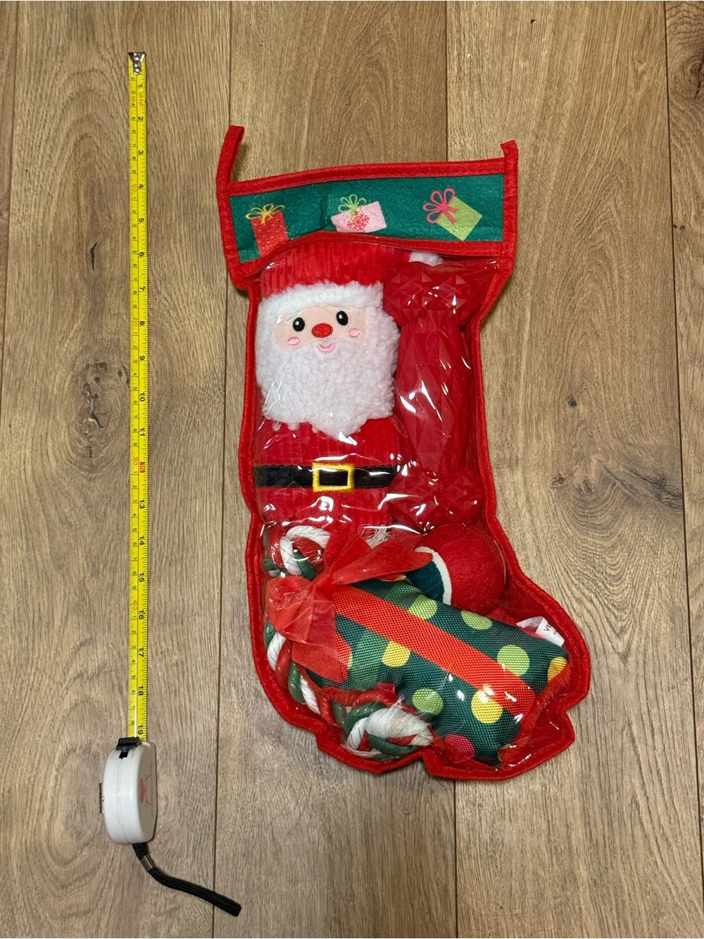 Festive Red Santa Christmas Stocking with Plush Santa